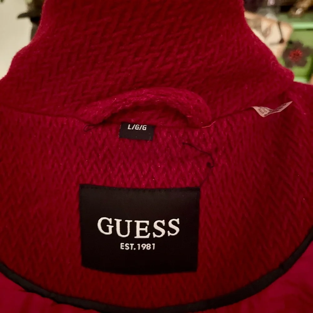 Cherry Red Wool Pea Coat by GUESS - Picture 6 of 12